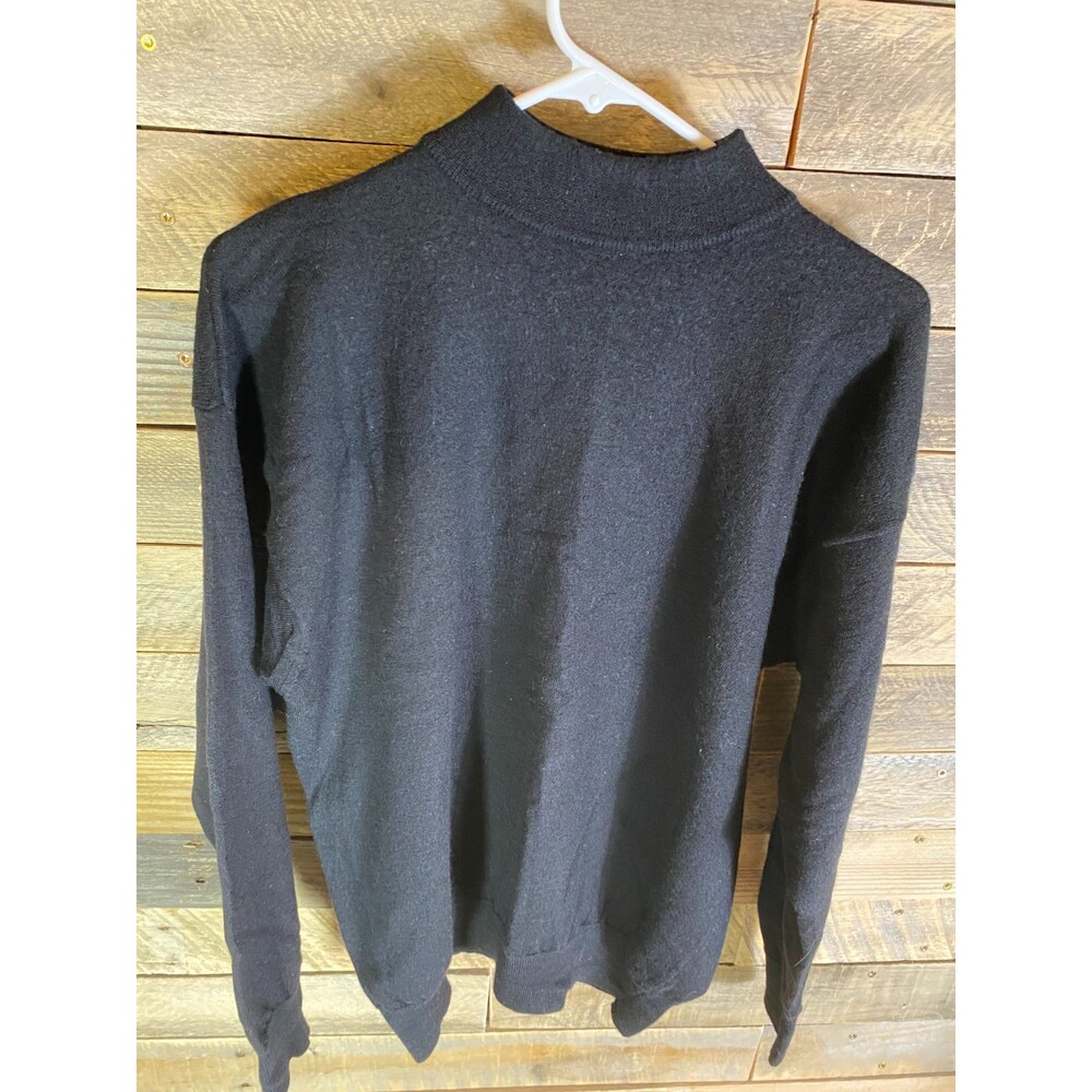 Bachrach Mens Sz L Long Sleeve High Neck Black Merino Wool Sweater Italy